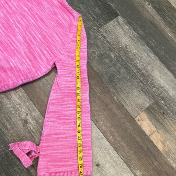 J. Crew Collection Pink Marled Alpaca Knit Tie Sleeve Sweater Sz M - Picture 12 of 13